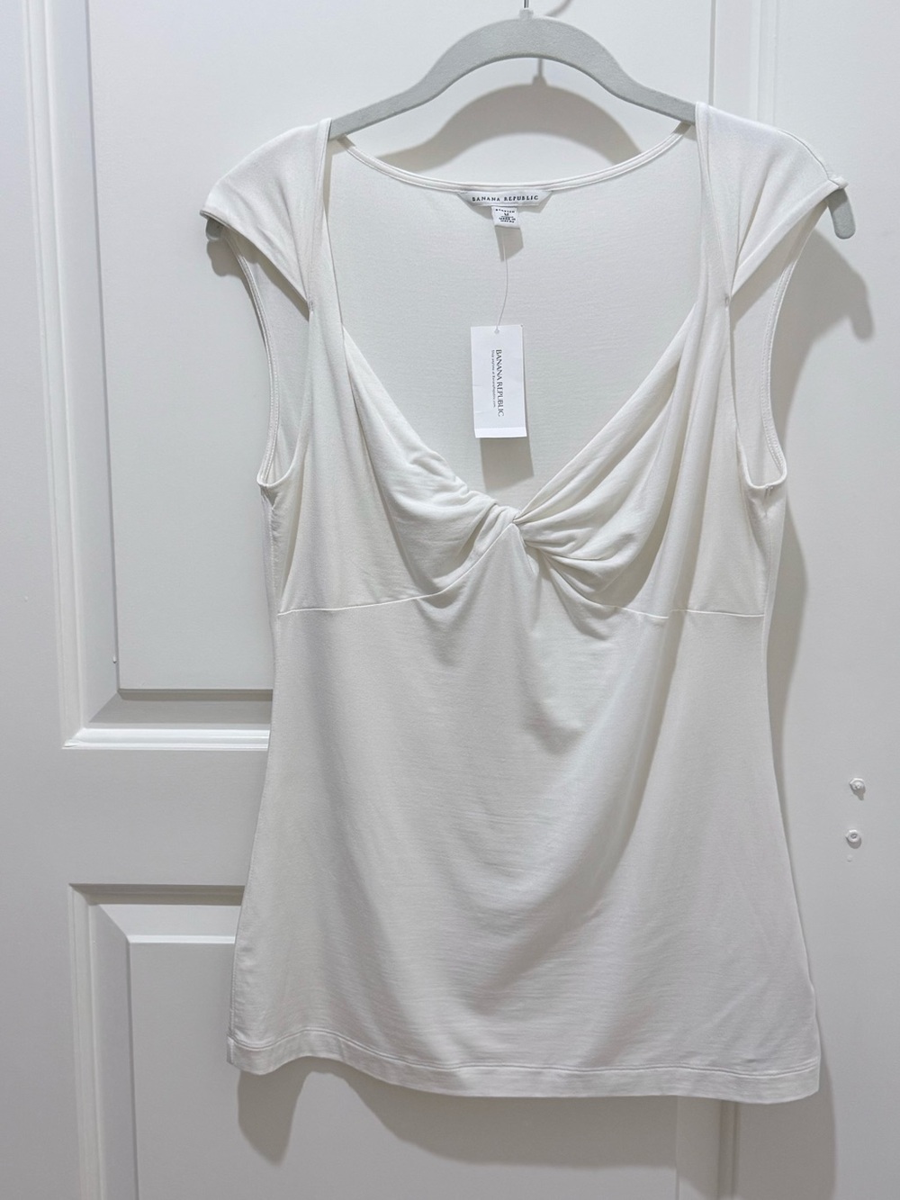 Banana Republic White Twist-Knot Cap Sleeve Camisole